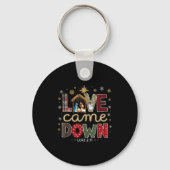 Love Came Down Luke 2_11 Patchwork Christmas Art  Sleutelhanger (Voorkant)
