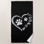 Love Camping Dog Paw Print Heart Teenslippers Koff Strandlaken (Voorkant)