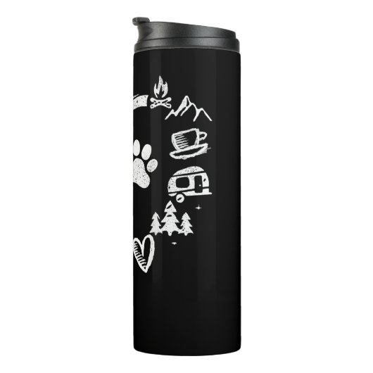 Love Camping Dog Paw Print Heart Teenslippers Koff Thermosbeker (Geroteerd rechts)