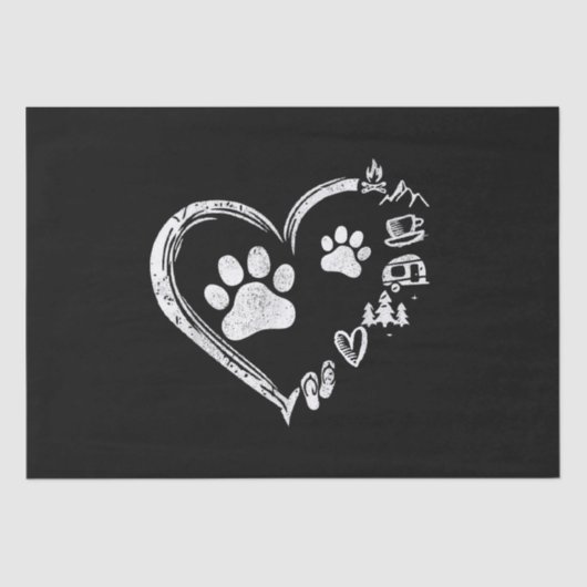 Love Camping Dog Paw Print Heart Teenslippers Koff Tissuepapier (Voorkant)