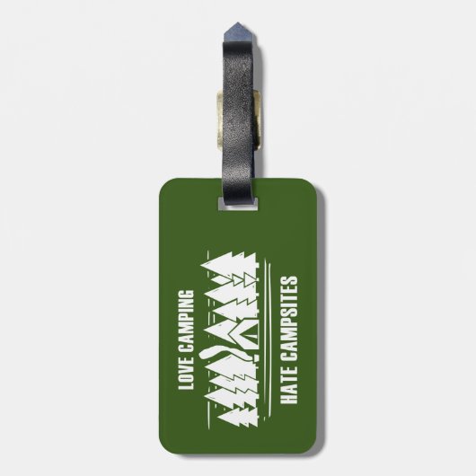 Love Camping, Hate Campsites Bagagelabel (Achterkant verticaal)