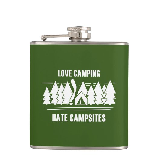 Love Camping, Hate Campsites Heupfles (Voorkant)