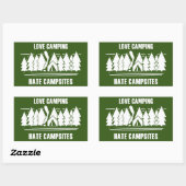 Love Camping, Hate Campsites Rechthoekige Sticker (Vel)