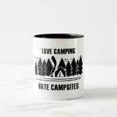 Love Camping, Hate Campsites Tweekleurige Koffiemok (Center)