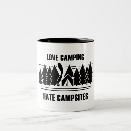 Love Camping, Hate Campsites Tweekleurige Koffiemok (Center)