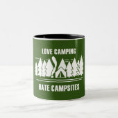Love Camping, Hate Campsites Tweekleurige Koffiemok (Center)