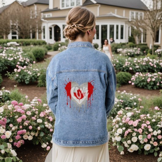 Love Canada Flag Denim Jacket (Huwelijk Achterkant)