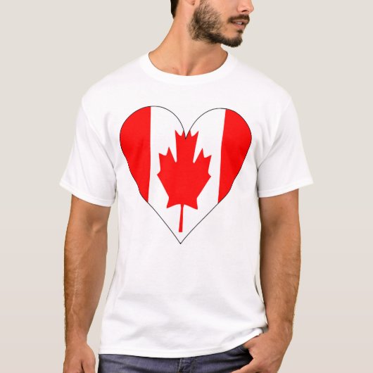 Love Canada Flag Heart T-shirt (Voorkant)