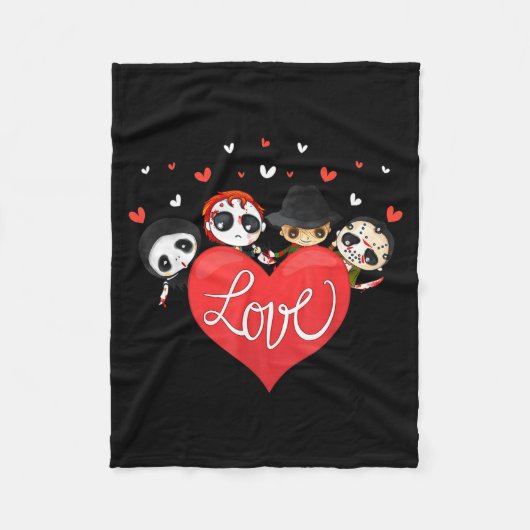Love Candy Heart Cute Killer Horror Movie Anti Val Fleece Deken (Voorkant)