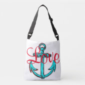 Love canvas tas strand anchor (Voorkant)