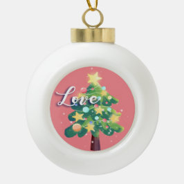 Love Caption Carton kerstboom Roze Ornament