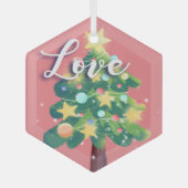 Love Capture Carton kerstboom Roze Metal Orn Glas Ornament (Voorkant)