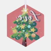 Love Capture Carton kerstboom Roze Metal Orn Glas Ornament (Achterkant)