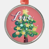 Love Capture Carton kerstboomroze Metalen Ornament (Voorkant)