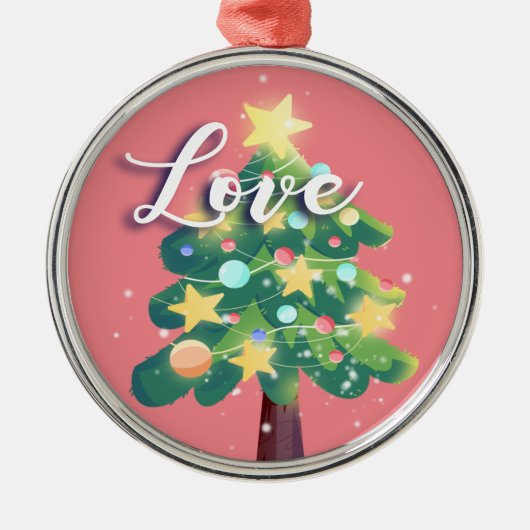 Love Capture Carton kerstboomroze Metalen Ornament (Voorkant)