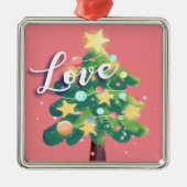 Love Capture Carton kerstboomroze Metalen Ornament (Voorkant)