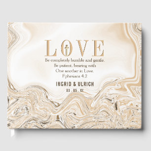 Love Caramel Marble Swirl Scripting Ephesians 4:2 Gastenboek