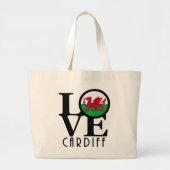 LOVE Cardiff Wales Grote Tote Bag (Voorkant)