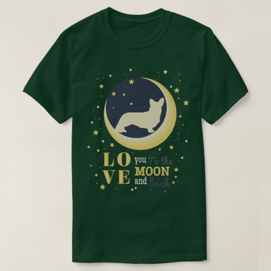 Love Cardigan Welsh Corgi to the Moon T-shirt (Design voorkant)