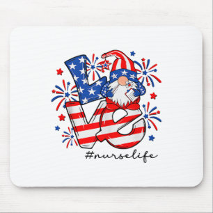 Love Caregiver Life Nurse Gnome American Flag 4th Muismat
