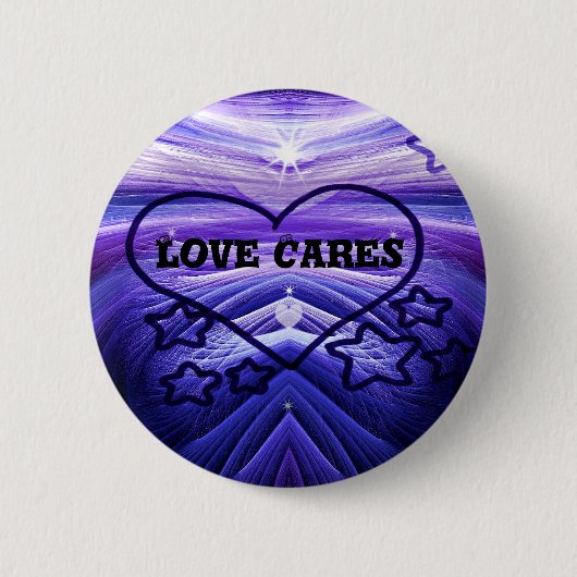 Love Cares, Paars Heart_ Ronde Button 5,7 Cm (Voorkant)