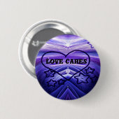 Love Cares, Paars Heart_ Ronde Button 5,7 Cm (Voorkant /achterkant)