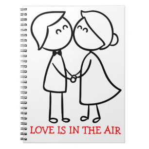 Love Cartoon Black White Kissingende Couple - Wedd Notitieboek