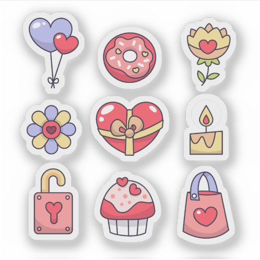 Love cartoon sticker set (Voorkant)