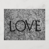 "Love" Carved Stone in Black and White Briefkaart (Voorkant)