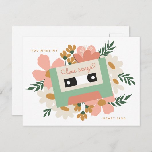 Love Cassette Valentijn Briefkaart (Voorkant / Achterkant)