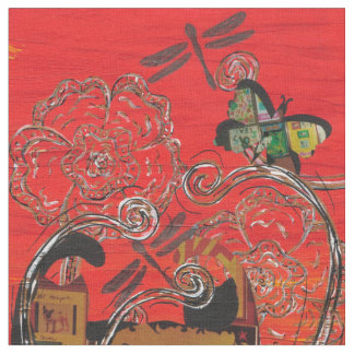 Love Cat and Butterfly Stof