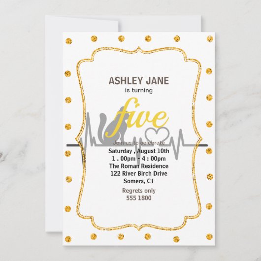 Love cat cardiogram - Kies achtergrondkleur Kaart (Voorkant)