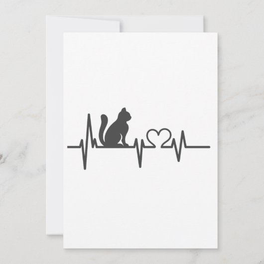 Love cat cardiogram - Kies achtergrondkleur Kaart (Achterkant)