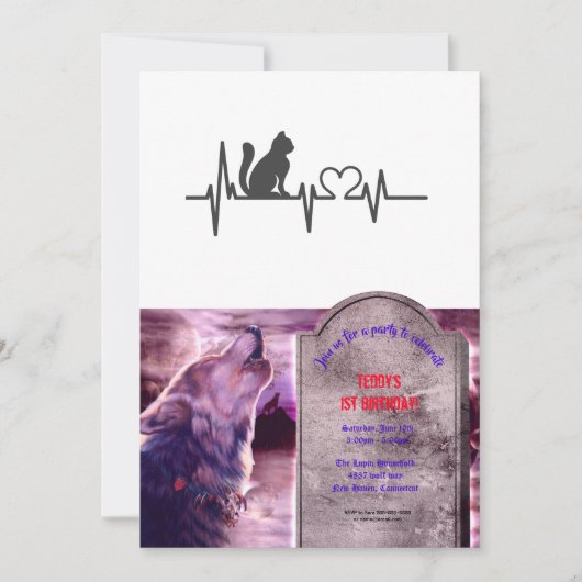 Love cat cardiogram - Kies achtergrondkleur Kaart (Voorkant)