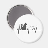 Love cat cardiogram - Kies achtergrondkleur Magneet (Voorkant / Achterkant)
