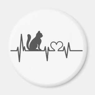 Love cat cardiogram - Kies achtergrondkleur Magneet
