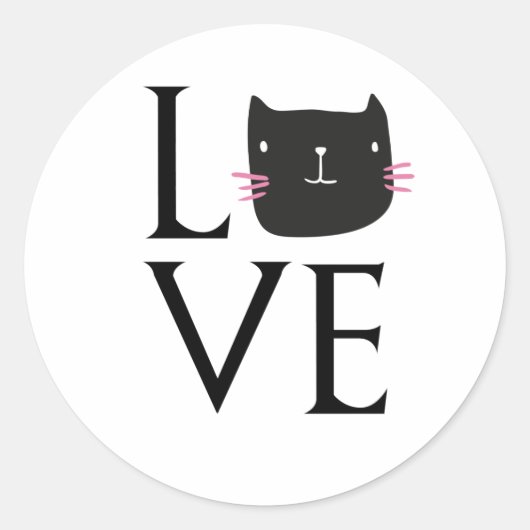LOVE CAT COFFEE CUP RONDE STICKER (Voorkant)