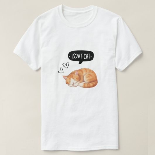 Love Cat Cute Sleeping Kitten Illustration T-shirt (Design voorkant)