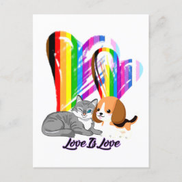 Love Cat & Dog - LGBTQ+ Pet Owner Briefkaart
