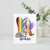 Love Cat & Dog - LGBTQ+ Pet Owner Briefkaart (Staand voorkant)