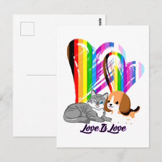Love Cat & Dog - LGBTQ+ Pet Owner Briefkaart (Voorkant / Achterkant)