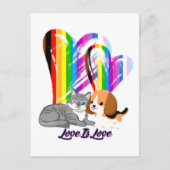 Love Cat & Dog - LGBTQ+ Pet Owner Briefkaart (Voorkant)