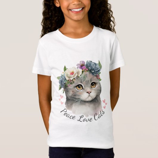 Love Cat Kind Girl T-shirt (Voorkant)
