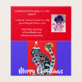 Love Cat Merry Red Paarse kerstkaart set Kaart (Buitenkant ongevouwen)