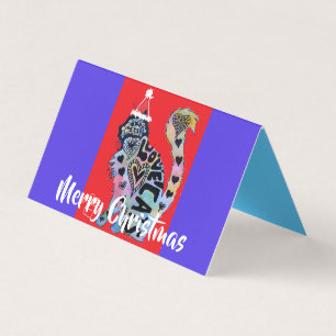 Love Cat Merry Red Paarse kerstkaart set Kaart