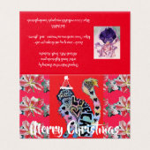 Love Cat Merry Red Paarse kerstkaart set Kaart (Buitenkant ongevouwen)