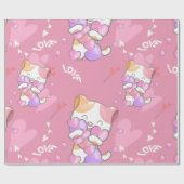 Love Cat Pattern Colorful Pets Animals Cadeaupapier (Vlak)