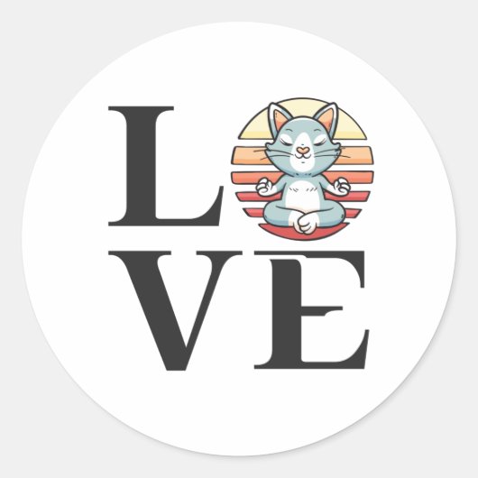 Love cats and meditation ronde sticker (Voorkant)