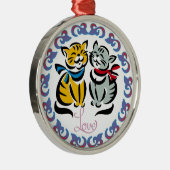 Love Cats Artwork Metalen Ornament (Rechts)