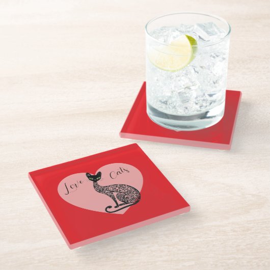 Love Cats Coaster Glazen Onderzetter (Schuin)